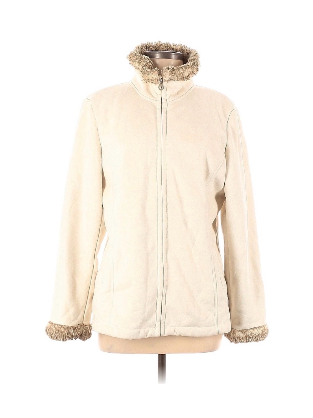Esprit Cream Faux-Shearling Zip Jacket